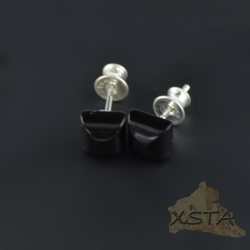 Amber stud earrings with silver